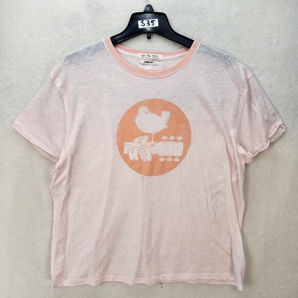 Free People Tops - FREE PEOPLE WOMEN'S SMALL WOODSTOCK GRAPHIC TEE LIGHT PINK